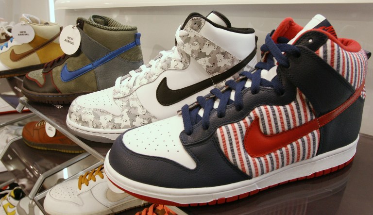 Nike shoes sit on display at Niketown, in New York, Tuesday, June 27, 2006.