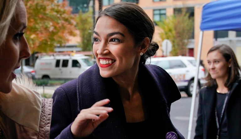 Alexandria Ocasio-Cortez, is photographed while being interviewed in Rockefeller Center, Wednesday, June 27, 2018, in New York. The 28-year-old political newcomer who upset U.S. Rep. Joe Crowley in New York's Democrat primary on Monday says she brings an "urgency" to the fight for working families.