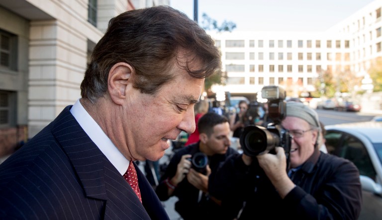 Paul Manafort, President Donald Trump's former campaign chairman, departs Federal District Court, Thursday, Nov. 2, 2017, in Washington.