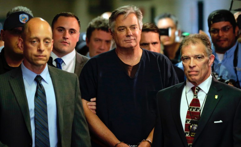 FILE - In this June 27, 2019 file photo, Paul Manafort arrives in a New York court. President Trump's former campaign manager is to be arraigned on state mortgage fraud charges. Ukraine's president appears to be playing to both sides of the U.S. political divide, hedging his bets to ensure U.S. financial and military aid keeps flowing no matter who wins next year's election. 