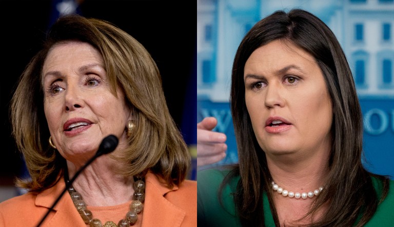 Nancy Pelosi and Sarah Sanders.