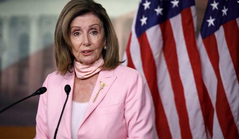 Speaker of the House Nancy Pelosi, D-Calif., meets with reporters following escalation of tensions this week between the U.S. and Iran, Thursday, Jan. 9, 2020, on Capitol Hill in Washington. The House will vote Thursday on a measure limiting President Donald Trump's ability to take military action against Iran as Democratic criticism of the U.S. killing of a top Iranian general intensified.