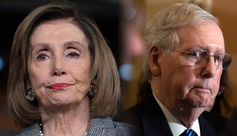 Nancy Pelosi and Mitch McConnell are seen.