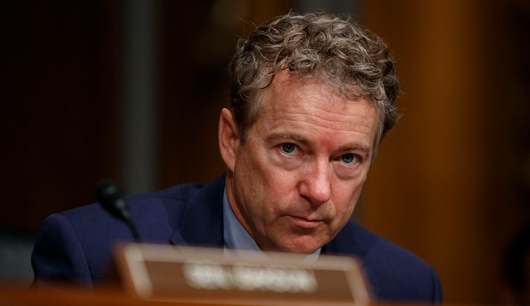 This March 5, 2019, file photo shows Sen. Rand Paul, R-Ky., pausing during a Senate Committee on Health, Education, Labor, and Pensions hearing on Capitol Hill in Washington.