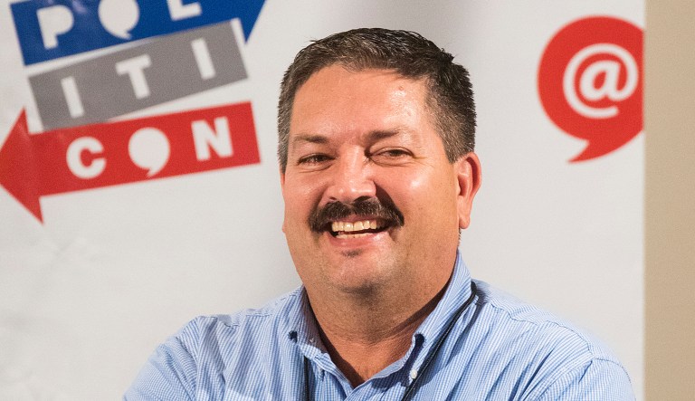 Randy Bryce attends Politicon at The Pasadena Convention Center on Sunday, Aug. 30, 2017, in Pasadena, Calif.