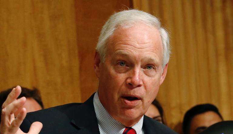 In this Tuesday, July 30, 2019, file photo, Senate Homeland Security and Governmental Affairs committee Chair Sen. Ron Johnson, R-Wis., speaks during a committee hearing on conditions at the Southern border, on Capitol Hill in Washington.