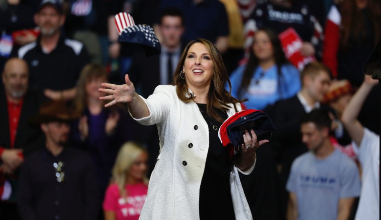 In this May 24, 2018, file photo, Chair of the Republican National Committee Ronna McDaniel appears on the "Fox & friends" television program in New York.