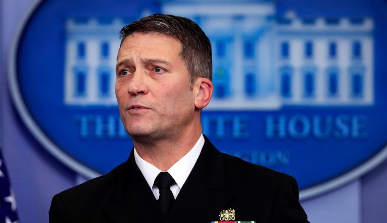 White House physician Dr. Ronny Jackson speaks to reporters during the daily press briefing in the Brady press briefing room at the White House, in Washington, Tuesday, Jan. 16, 2018.