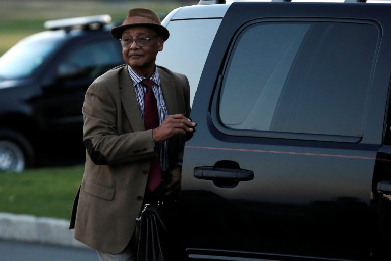 Robert Woodson arrives at the main clubhouse at Trump National Golf Club in Bedminster, New Jersey, on November 19, 2016.  
