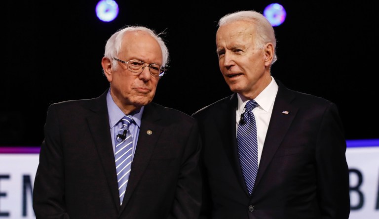 Pictured are Sen. Bernie Sanders, I-Vt., left, and former Vice President Joe Biden, right.