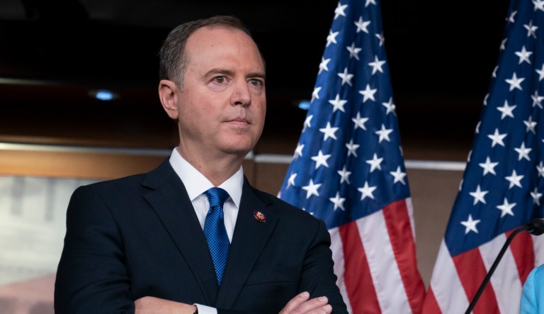 House Intelligence Committee Chairman Adam Schiff, D-Calif., listens at a news conference as House Democrats move ahead in the impeachment inquiry of President Donald Trump, at the Capitol in Washington, Wednesday, Oct. 2, 2019. In an unusual show of anger today, President Donald Trump defended his phone call with the president of Ukraine and said Adam Schiff may have committed treason by investigating the matter.