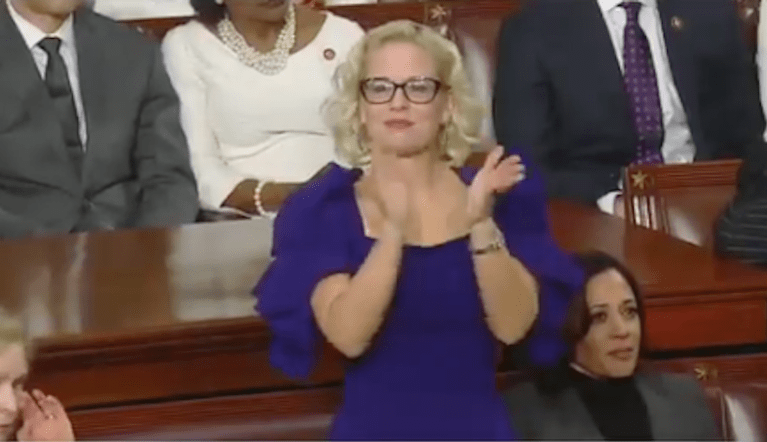 WATCH: Democrat Kyrsten Sinema gives standing ovation during Trump State of the Union