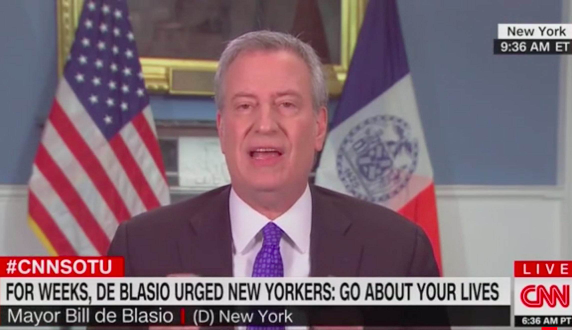 Tapper confronts de Blasio for criticizing Trump after telling people not to worry about coronavirus