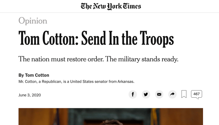 The New York Times was right to publish Tom Cotton’s opinion piece