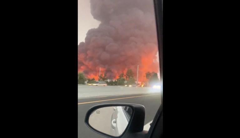 Massive fire breaks out in California shipping center