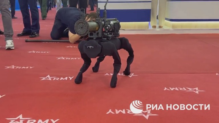 WATCH: Robot dog with rocket launcher makes debut in Russia