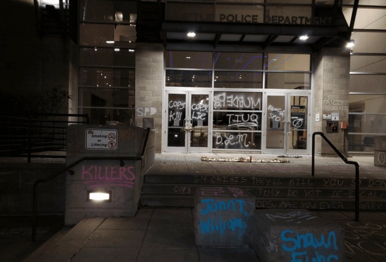 Seattle police precinct vandalized soon after city removes protective barricade