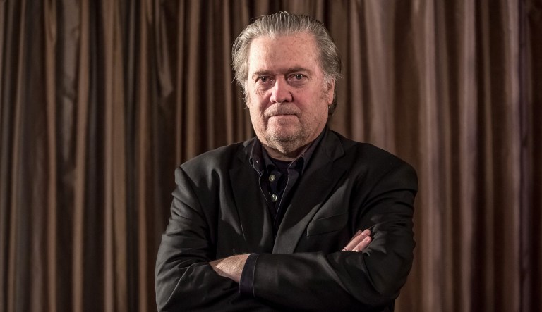 Steve Bannon, former chairman of Breitbart News Network LLC and former Trump political strategist, poses for a photograph following a Bloomberg Television interview in Prague, Czech Republic, on Tuesday, May 22, 2018. Bannon condemned a weekend truce in the U.S. trade dispute with China as a capitulation, signaling dissatisfaction among the president's allies.