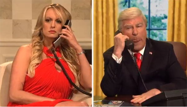 FILE - In this May 6, 2009 photo, Stormy Daniels visits a local restaurant in downtown New Orleans. Super Pac American Bridge states âthere is a strong possibility,â that Michael Cohen, Trump, and the presidentâs campaign committee âviolated federal law by conspiring to violate federal campaign finance law and directly violating the contribution limit restrictions and the reporting requirements,â with Cohen's $150,000 payment to Stormy Daniels.