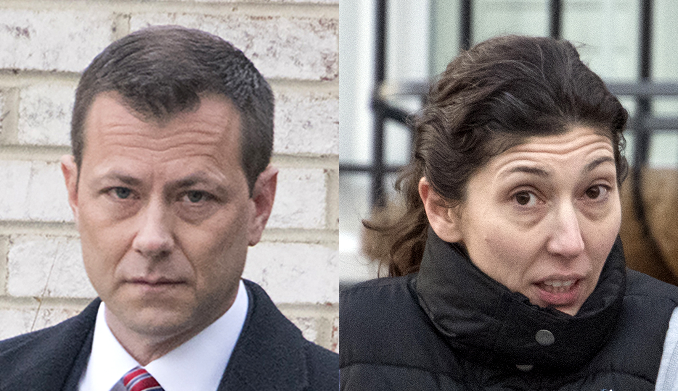 Former FBI officials Peter Strzok (left) and Lisa Page (right) are pictured.