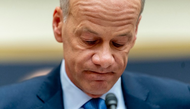Former Silicon Valley Bank CEO Greg Becker pauses while speaking at a House Committee on Financial Services hearing on oversight over regional bank failures on Capitol Hill in Washington, Wednesday, May 17, 2023. 