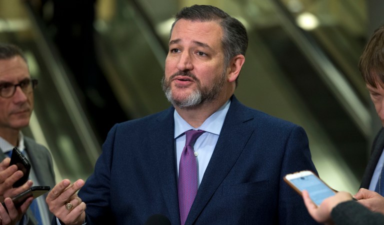 Sen. Ted Cruz, R-Texas., speaks to reporters on Capitol Hill in Washington, Tuesday, Jan. 21, 2020. 