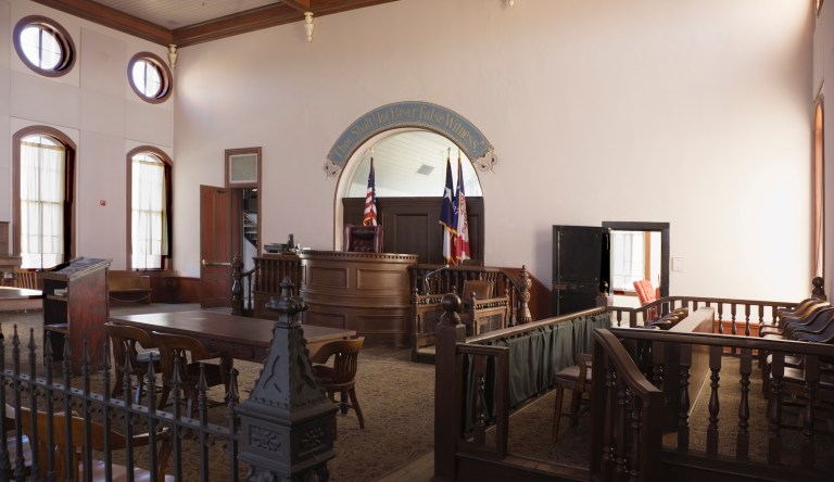 Courtroom in Red River County Texas Courthouse, in North-East Texas town of Clarksville.