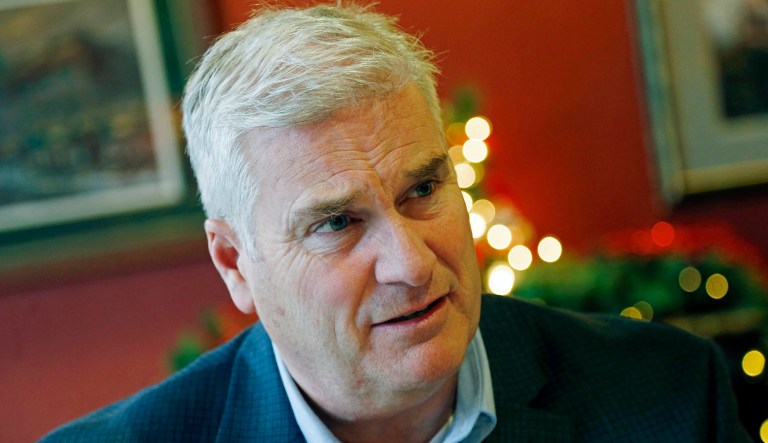 Rep. Tom Emmer (R-MN) arrives as Republicans meet to decide who to nominate to be the new House speaker, on Capitol Hill in Washington, Tuesday, Oct. 24, 2023. 