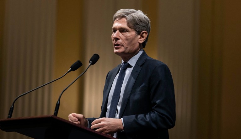 Rep. Tom Malinowski, D-N.J., speaks as members of Congress share recollections of the Jan. 6, 2021, assault on the U.S. Capitol on the one-year anniversary of the attack Thursday, Jan. 6, 2022.