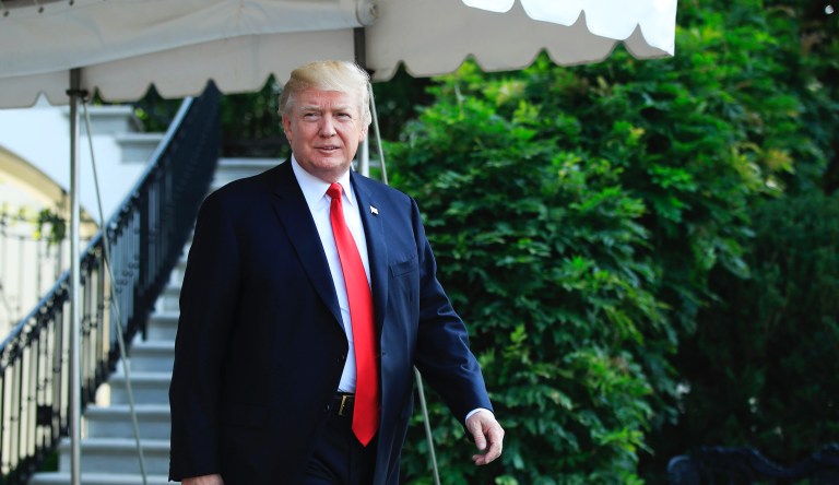 President Donald Trump, leaves the White House in Washington, Saturday, July 22, 2017.