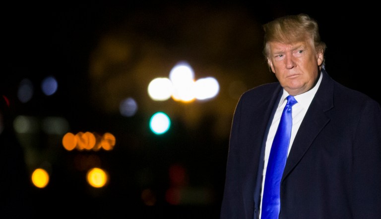 President Donald Trump walks after stepping off Marine One on the South Lawn of the White House, Saturday, April 6, 2019, in Washington. Trump is returning from a trip to California and Nevada.