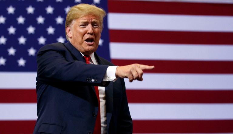 President Donald Trump arrives for a campaign rally, Wednesday, June 27, 2018, in Fargo, N.D.