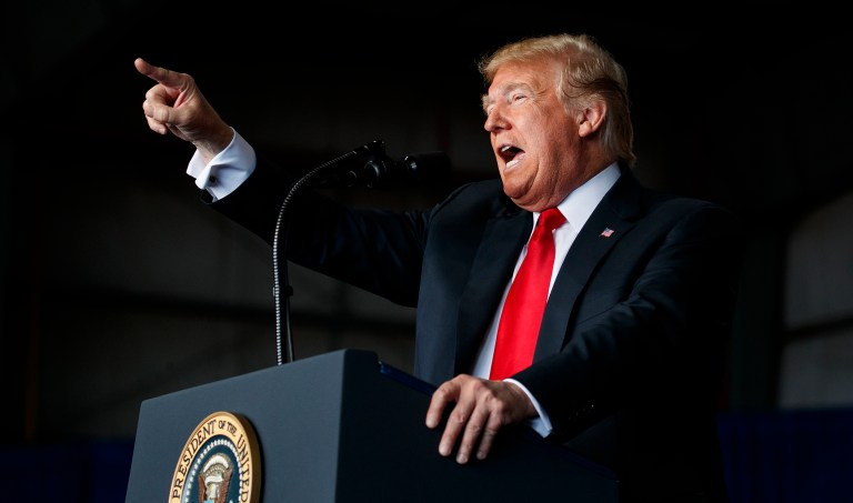 Former President Donald Trump speaks at an event in Georgia. 
