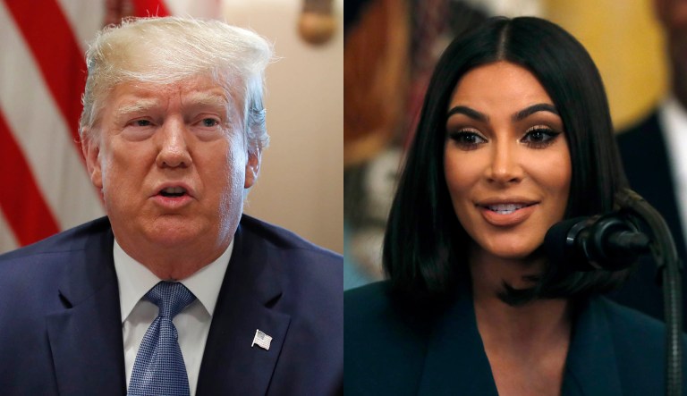 President Trump and Kim Kardashian West are seen.