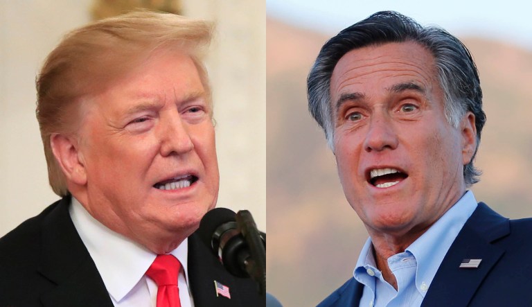 President Trump and Sen. Mitt Romney are shown.