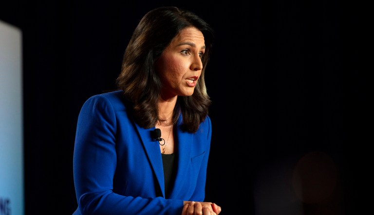 Rep. Tulsi Gabbard, D-Hawaii, speaks at the AARP Presidential Candidates Forum at the Hotel at Kirkwood Center in Cedar Rapids, Iowa, on Wednesday, July 17, 2019.