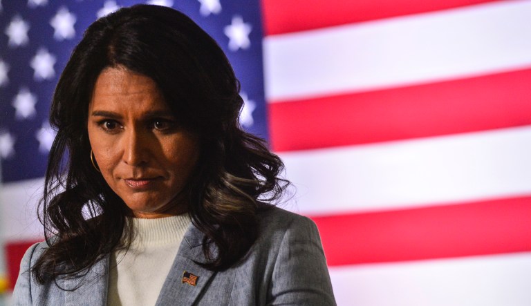 Democratic presidential contender Tulsi Gabbard speaks to Democrats gathered on Saturday, Dec. 14, 2019, at the Spratt Issues Conference in Greenville, S.C.