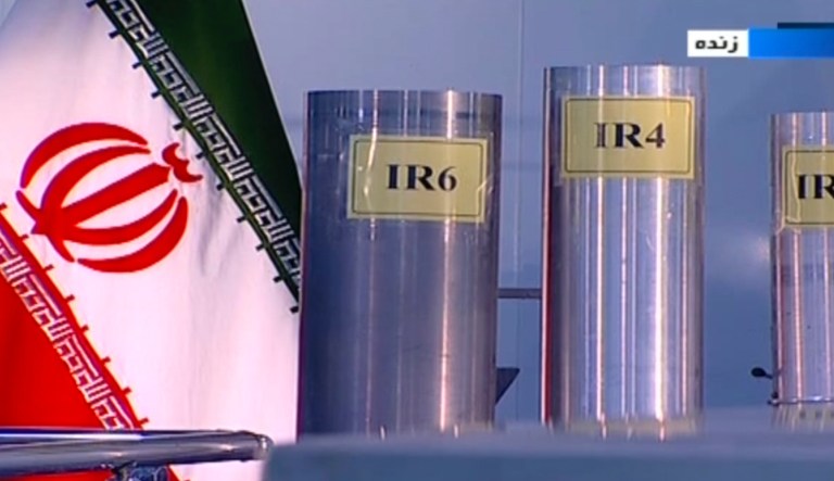 FILE - In this June 6, 2018, file frame from Islamic Republic Iran Broadcasting, IRIB, state-run TV, three versions of domestically-built centrifuges are shown in a live TV program from Natanz, an Iranian uranium enrichment plant, in Iran. Iran plans to start using a new array of advanced centrifuges for enriching uranium, the country's nuclear chief said Monday, Oct. 7, 2019, according to state television, in a move likely to intensify pressure on Europe to save Tehran's collapsing nuclear deal with world powers. Ali Akbar Salehi told Iranian state TV that an array of 30 IR-6 centrifuges will be inaugurated in the coming weeks.