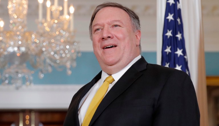 Secretary of State Mike Pompeo speaks during a photo opportunity with Norwegian Foreign Minister Ine Marie Eriksen Soreide at the State Department in Washington, Wednesday, Dec. 19, 2018.