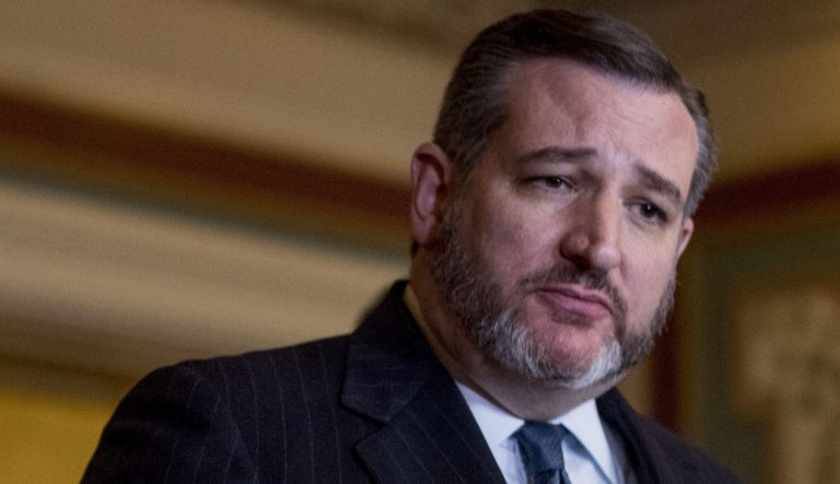 Sen. Ted Cruz, R-Texas, speaks to members of the media on Capitol Hill in Washington, Wednesday, Jan. 30, 2019. 