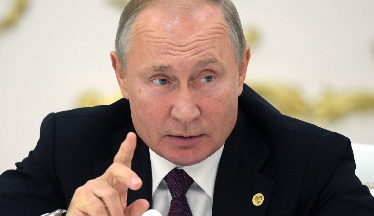 Russian President Vladimir Putin at the Tomb of the Unknown Soldier in Moscow, Russia, Feb. 23, 2020.