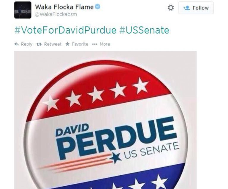 Republican businessman David Perdue clinches vital Waka Flocka Flame endorsement