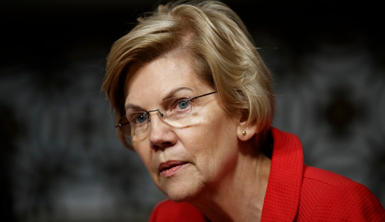 File-This Feb. 29, 2019, file photo shows Senate Armed Services Committee member, Sen. Elizabeth Warren, D-Mass., during a Senate Armed Services Committee hearing on "Nuclear Policy and Posture" on Capitol Hill in Washington. 