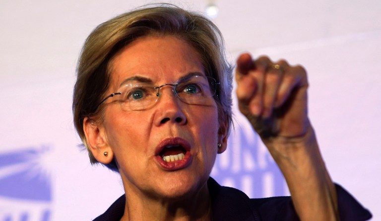 Democratic presidential candidate Sen. Elizabeth Warren, D-Mass., speaks in SEIU Unions For All Summit on Friday, Oct. 4, 2019, in Los Angeles. 