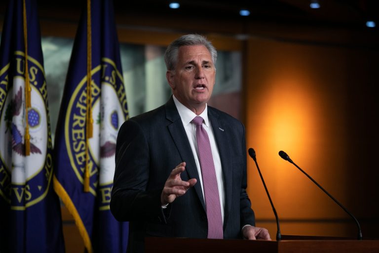 House Minority Leader Kevin McCarthy, R-CA, speaks during his weekly press conference on Capitol Hill, Thursday, May 9, 2019.