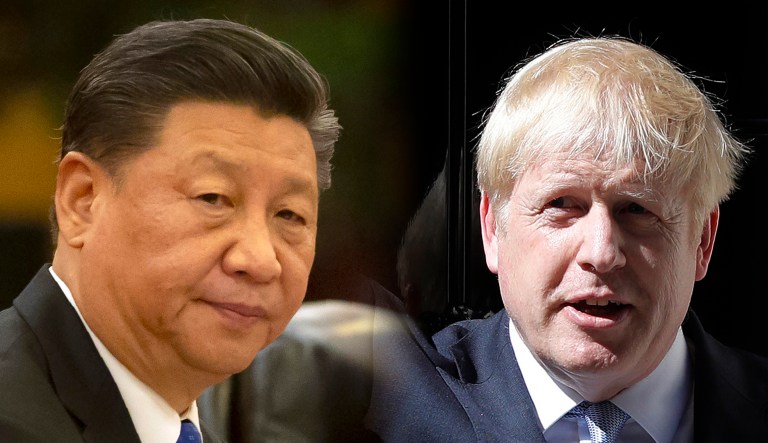 Xi Jinping and Boris Johnson are seen.