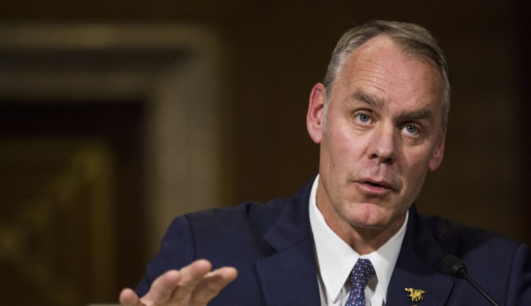 Representative Ryan Zinke, U.S. secretary of interior nominee for president-elect Donald Trump, speaks during a Senate Energy and Natural Resources Committee confirmation hearing in Washington, D.C., U.S., on Tuesday, Jan. 17, 2017.