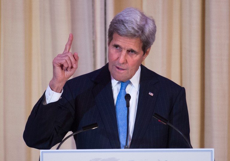 Secretary of State John Kerry said that Iran deserves to have sanctions lifted under the Iran nuclear agreement because it has so far lived up to its obligations under that deal. (AP Photo/Cliff Owen)