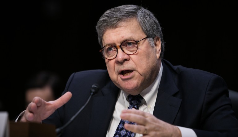 Attorney General nominee William Barr looks speaks during a Senate Judiciary Committee hearing on Capitol Hill, Tuesday, January 15, 2019. Barr will face questions from the Senate Judiciary Committee including his views on executive powers. Barr served as attorney general under George H.W. Bush.