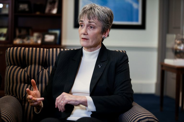 Air Force Secretary Heather Wilson speaks during an interview.